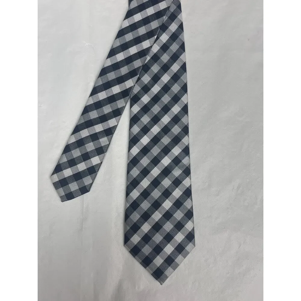 DANIEL Hand Made Tie - Black & White Checkered - Slim Necktie 2.5